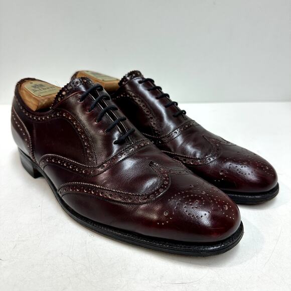 VERY GOOD VTG Alan McAfee Wingtip Oxford Bal Burgundy Made in England US 9.5 - Picture 1 of 12